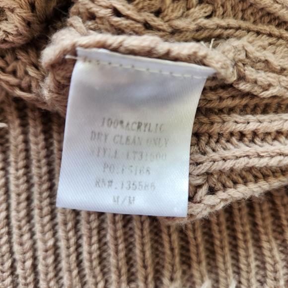 Pink Lily Distressed Frayed Sweater Taupe Long Sleeves Cute Soft Cozy Medium - Picture 11 of 16